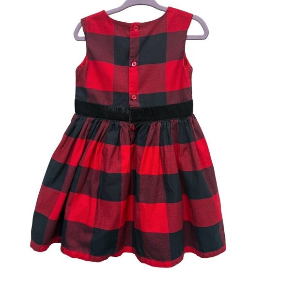 CARTER'S Holiday Dress 24 mos Baby Girls Buffalo Check Red Black Bow Christmas - Picture 4 of 9